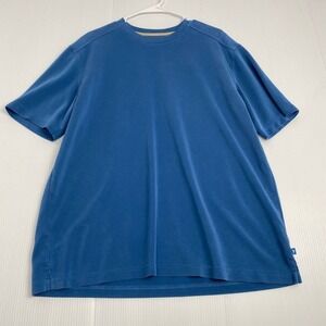 Tommy Bahama Shirt Mens Blue Tencel Crewneck Short‎ Sleeve casual
